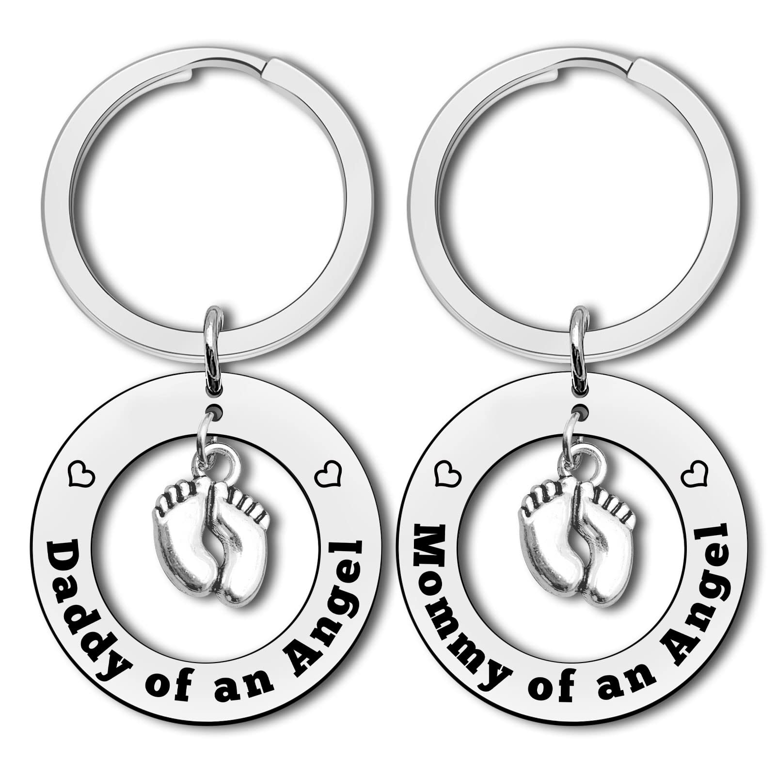 Baby Memorial Keychain Keyring Gift Loss Memorial Gifts Mommy Daddy of an Angel Keyring Set Miscarriage Keepsake Baby Memorial Jewelry Gift for Infant Loss Sympathy Gift Remembrance Grieving Gifts