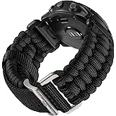 Bandletic Compatible with Garmin Fenix 5X Watch Band - Military Survival Paracord Woven Quick Fit 26mm Band for Fenix 8 51mm/7X/7X Pro/6X/6X Pro/5X Plus/3/3 HR/Instinct 3 50mm/2X/Tactix/Enduro/Descent