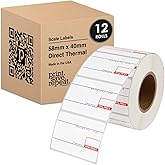 58mm x 40mm Labels for CAS Scales (8010) | 40mm Core | 700 Labels/Roll | 12 Rolls | 8,400 Labels