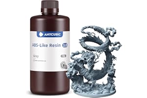 ANYCUBIC ABS-Like Resin 3.0, Upgraded 14K 3D Printer Resin with Enhanced Strength and Toughness, High Precision, Low Odor, Wide Compatibility for All LCD Resin 3D Printers (Grey, 1kg)