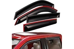 KitsPro in-Channel Side Window Rain Guards for 2019-2024 Chevy Chevrolet Silverado & GMC Sierra 1500 2500 3500 (ONLY FIT Crew Cab), Gloss Black Window Deflectors Vent Visors, Set of 4