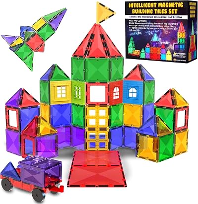 Desire Deluxe Magnetic Building Tiles 57pc STEM Toy Set for Kids