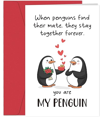 Tarjeta De Aniversario De Boda Para él Y Ella, Diseño De Pingüino
