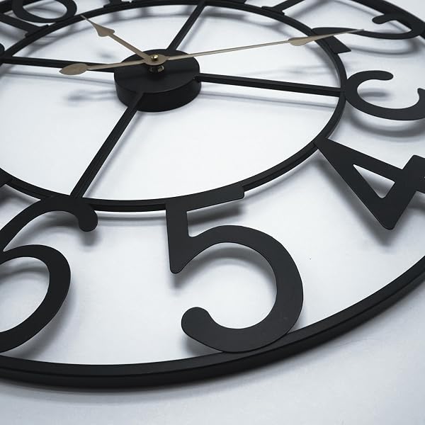 24 IN LARGE OUTDOOR CLOCK – RETRO OUTDOOR INDOOR WALL CLOCK FOR PATIO/POOL AREA – FARMHOUSE DECORATIVE OUTDOOR CLOCKS SIENT BATTERY OPERATED – VINTAGE INDUSTRIAL OUTSIDE CLOCK FOR GARDEN, BACKYARD