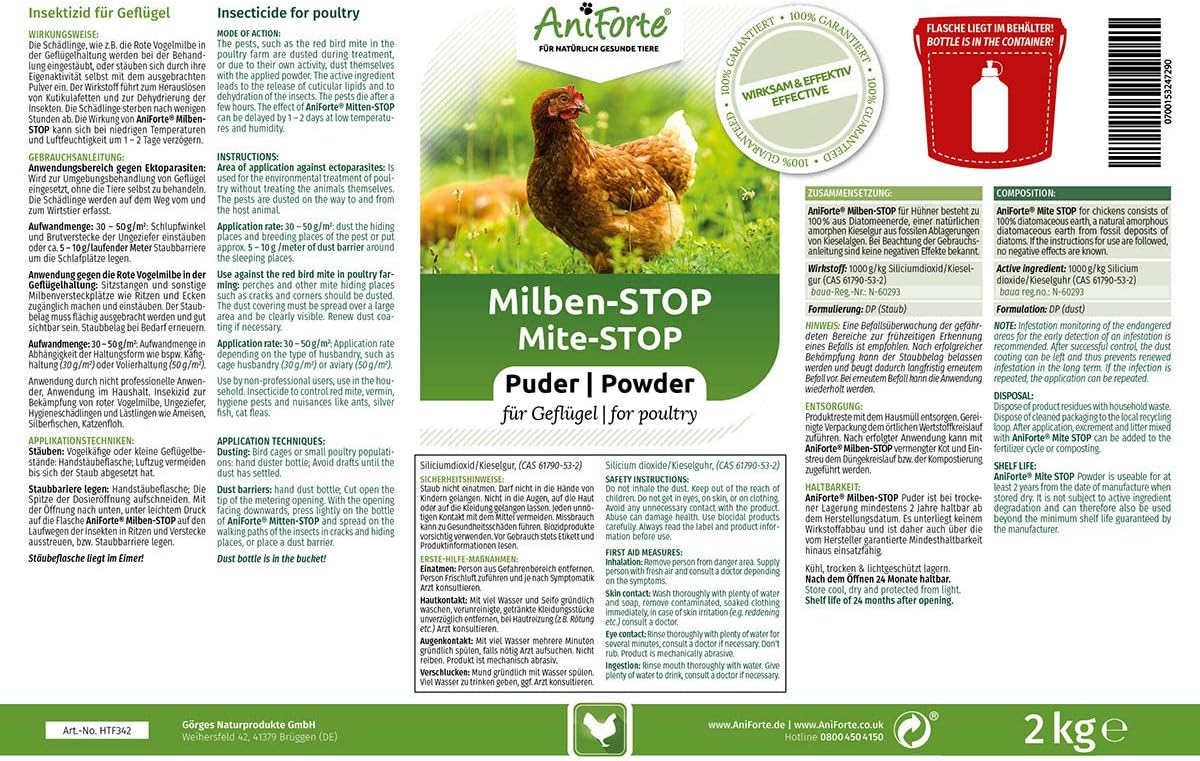 Picture of AniForte mite stop powder diatomaceous earth for chickens powder bottle ...