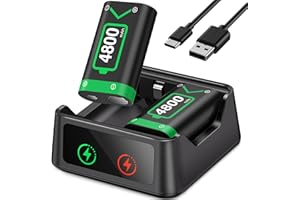 DXKK Battery Charger Sets for Xbox One/Elite, 2X4800mWh Dual Charger Station for Xbox Series X/S Controller Battery Pack