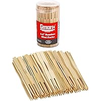 Gmark Bamboo Forks 3.5 Inch 110pc, Mini Food Picks/Bamboo Fruit Picks/Mini Cocktail Forks/Party Forks/Buffet Mini Forks/Two P