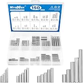 150Pcs Stainless Steel Dowel Pin Assortment Kit, 20 Sizes(M2, M3, M4, M5) | 304 Rust-Proof Cylindrical Locating Pins for Furniture Shelf Support, Jig Fixtures, Woodworking &amp; Metal Alignment Pins