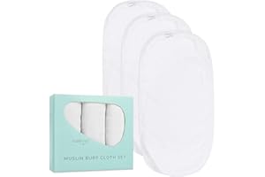 Natemia Muslin Burp Cloths for Baby Boys and Girls - Super Absorbent Baby Burp Cloths, Viscose Derived from Bamboo Cotton Baby Washcloths, 3-Pack Neutral Burp Cloths for Newborn, 21" x 11"
