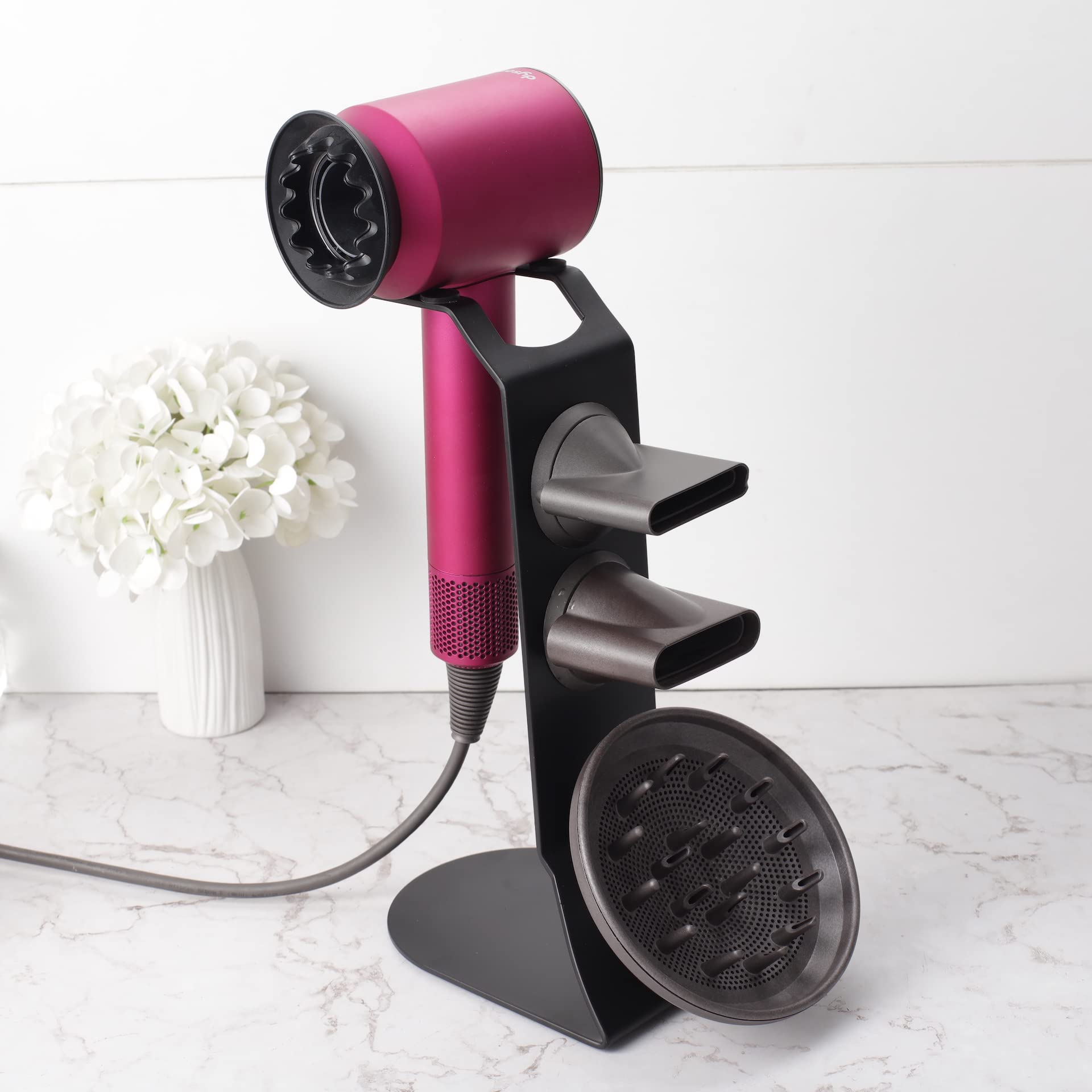 YUET Magnetic Hair Dryer Holder for Dyson Supersonic, Aluminum Alloy Desktop Stand with Anti-Scratch Surface, Bathroom Organizer and Storage Rack