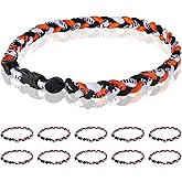 Midtatus 12 Pack Baseball Necklace 18inch, Team Gift for Baseball Funs, Three Braided Titanium Tornado Rope Design, with Muti - Color for Pick