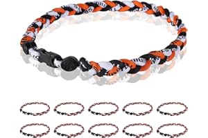 Midtatus 12 Pack Baseball Necklace 18inch, Team Gift for Baseball Funs, Three Braided Titanium Tornado Rope Design, with Muti - Color for Pick
