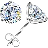 Leejory Moissanite Earrings for Men Women, 0.6ct-4ct D Color VVS1 Clarity Round Cut Moissanite Stud Earrings White Gold 925 Sterling Silver Stud Earring Gifts Birthday Anniversary Valentine's Day