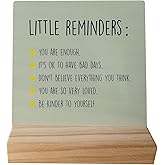 grapehiker Little Reminders You are Enough Desk Wood Sign with Wooden Stand,Dorm Signs for College Girls, Inspirational Signs Decor for Office Dorm Room Desk,Back to School Gifts for College Students（Green）