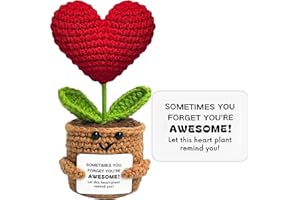 GIFTSFU Positive Crochet Animal Heart Flower Gifts for Women Men Teen Girl, Handmade Knitted Emotional Support Doll Appreciation Birthday Gifts for Best Friend, Coworker, Sister, Wife, Teacher, Mom