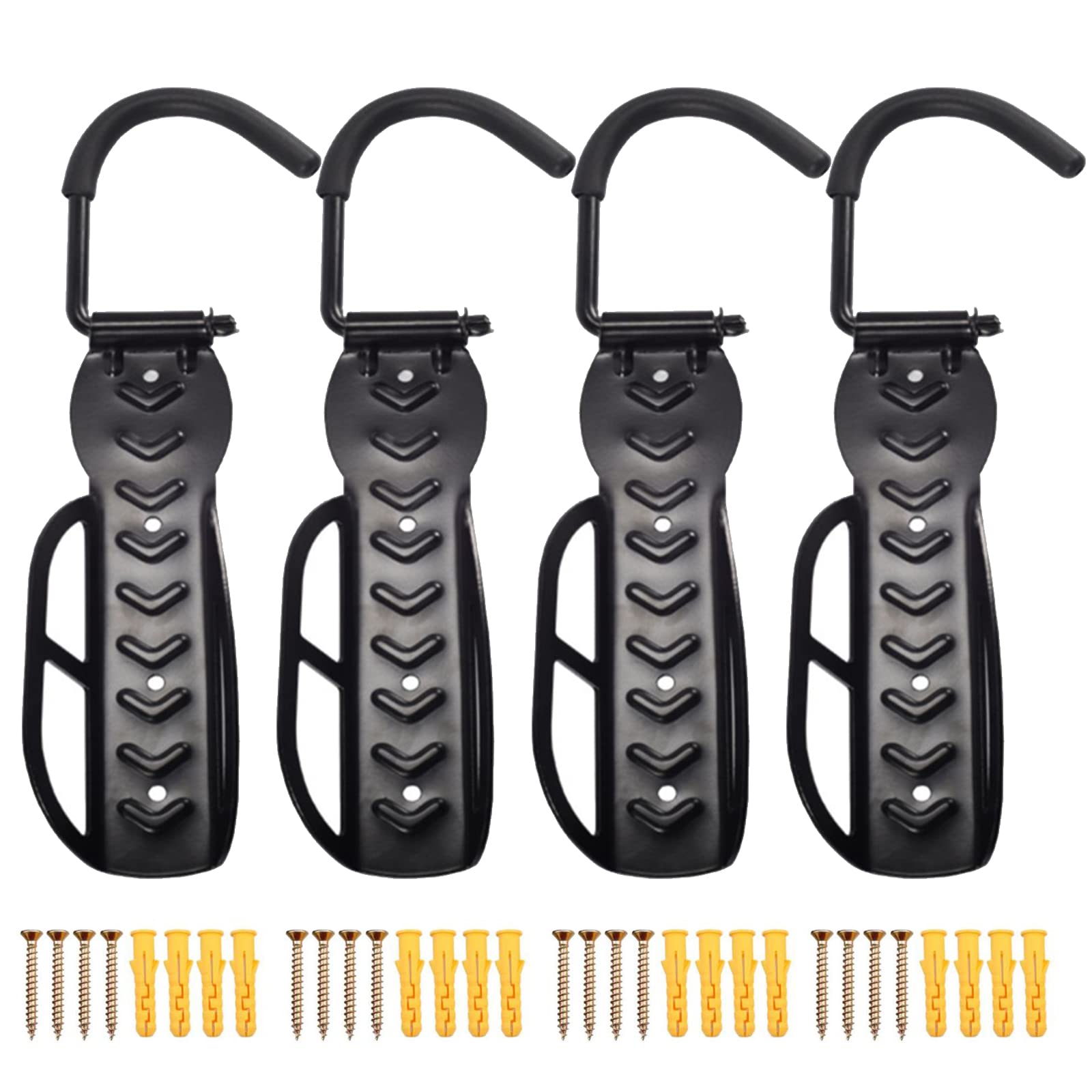 Sadodo Set Of 4PCS Bicycle Holders,Wall Mount Bicycle Hanger,For Indoor Bike Wall Storage Racks,Tyre Holder, Black,Screws Included,Black