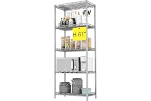 HOMEFORT 5-Tier Wire Shelving 5 Shelves Unit Metal Storage Rack Durable Organizer Perfect for Pantry Closet Kitchen Laundry Organization in Grey,21”Wx14”Dx61”H