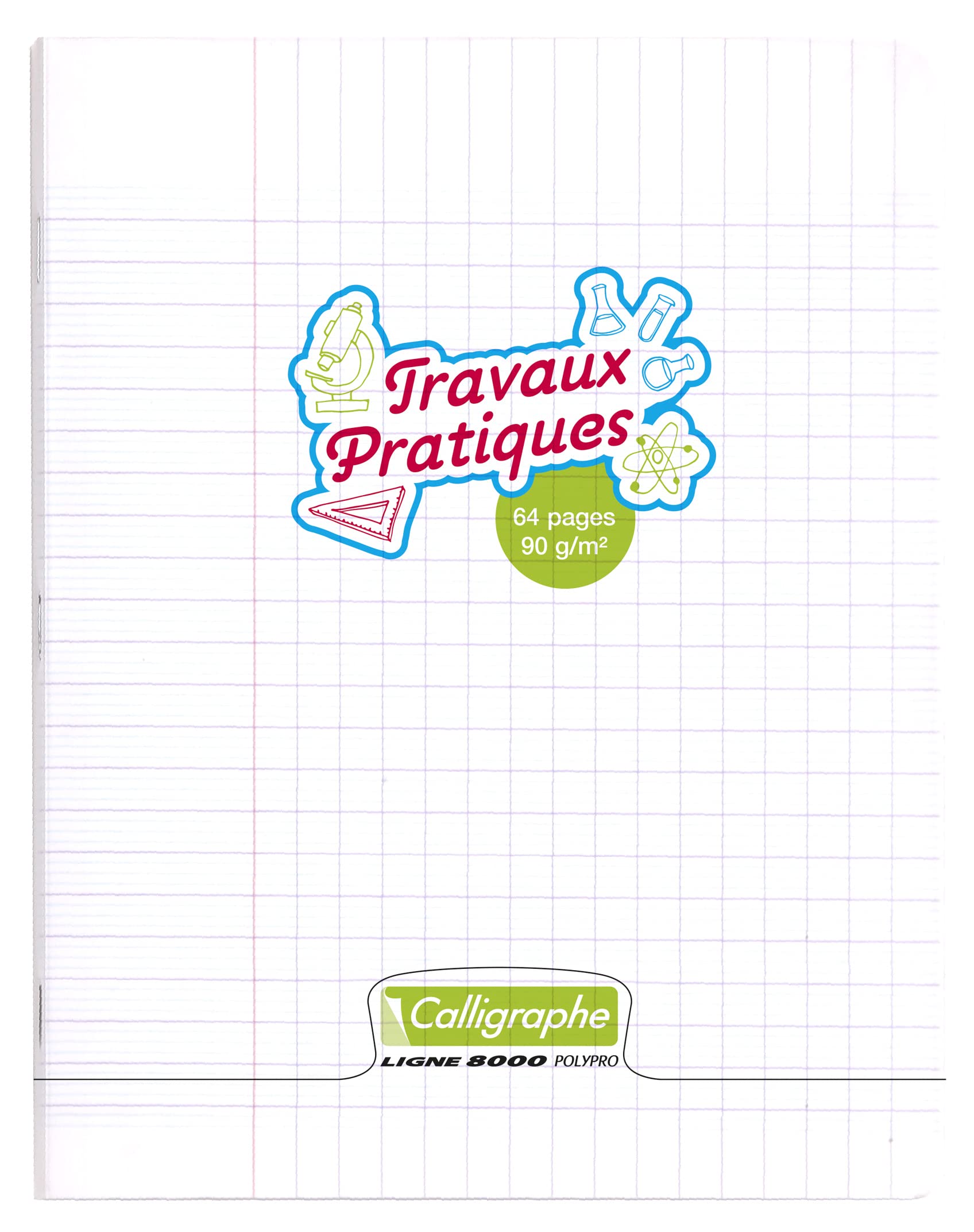 Calligrapher 18185C Practical Work Notebook Stapled Colourless (Clairefontaine Brand) - 17x22cm - 64 Seyes + Plain Pages - White Paper 90 g - Transparent Cover