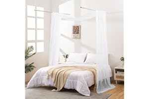 JADE POKE White Sheer Canopy Bed Scarf, Tulle Bed Canopy Curtains 144 Inch Long, Tessie Canopy Valance Bed Drapes, Twin Canopy Curtains Decro Wide 52 (Twin, White)