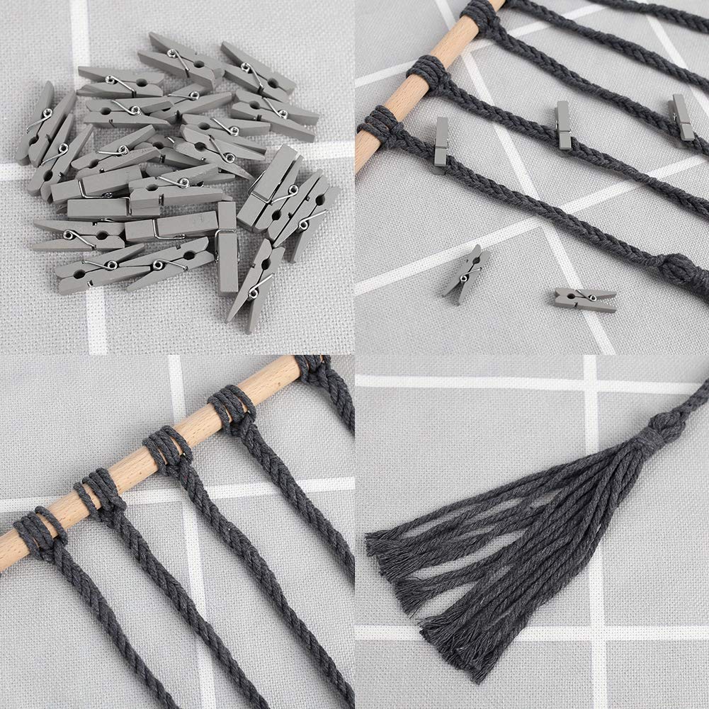 VGOODALL Wall Hanging Photo Display,Macrame Wall Decor Photo Organizer Tassel Wall Hangings Thanksgiving Gift Christmas Decorations(Dark Gray)