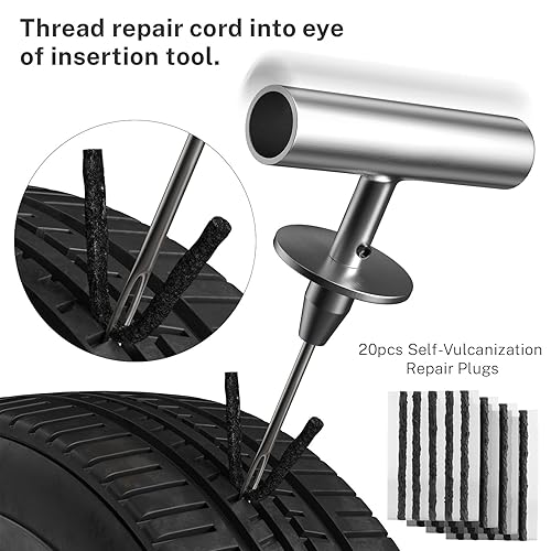 Flat Tire Repair Kit with Plugs 31 Pcs for Car, Motorcycle, ATV