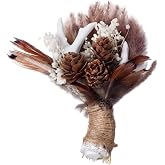 Qunclay 1 Pc Rustic Antler Boutonniere for Men, Pinecone Baby's Breath | Handmade Resin Antler with Dried Daisy for Groomsmen, Groom Groomsmen Father Corsage Pin, Rustic Woodland Theme Wedding Favor