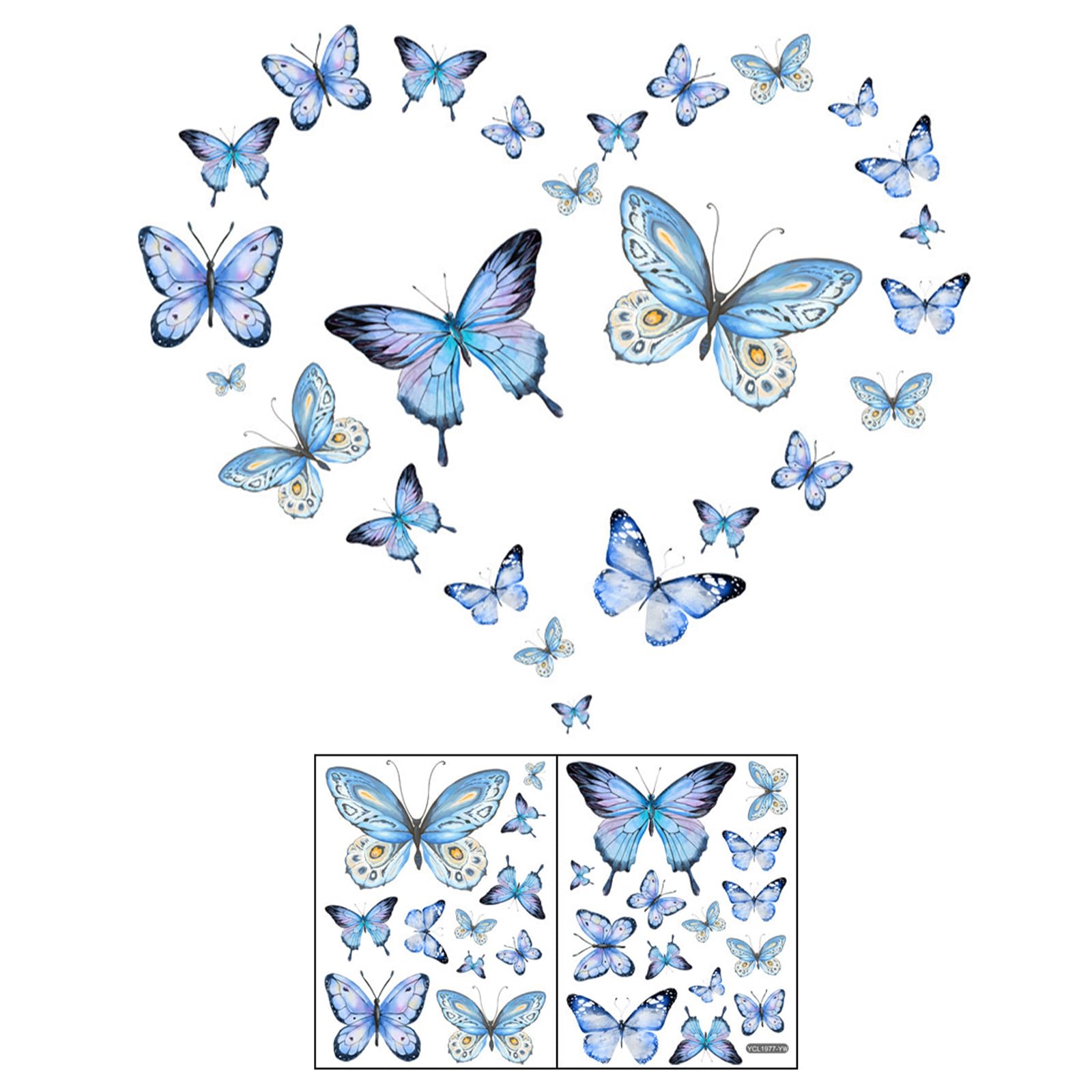 MisFun 25 Pieces Wall Stickers Luminous Wall Sticker 3D Fluorescent Blue Butterfly for Living Room Bedroom Children's Bedroom Wall Decoration Party Decoration
