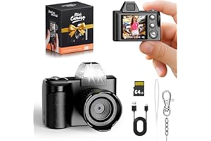 Mini Digital Camera -Maxmango 1080P HD Video -1.3’’ Screen Retro Small Keychain Camera with 64GB SD Card for Adults Kids Trav