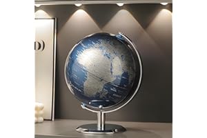 TTKTK World Globe with Stainless steel Stand, 8inch Earth Modern Desktop Globe For Educational Home Office Desk Bookshelf Decor, Cool Tech Gift for Business Men Father Boys Adults & Kids