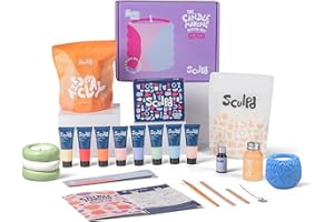 Sculpd Candle Making Pottery Kit for Adults with Air Dry Clay and Acrylic Paint Set, Non-Toxic Eco Soy Wax, Scented Fragrance Oil, Candle Glaze, Tools & Guide, 1 Candle, Peony Rose with Pastel Tones