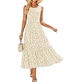 ZESICA Women‘s Summer Boho Floral Midi Dress 2026 Sleeveless Beach Vacation Dresses Casual Flowy Sundress