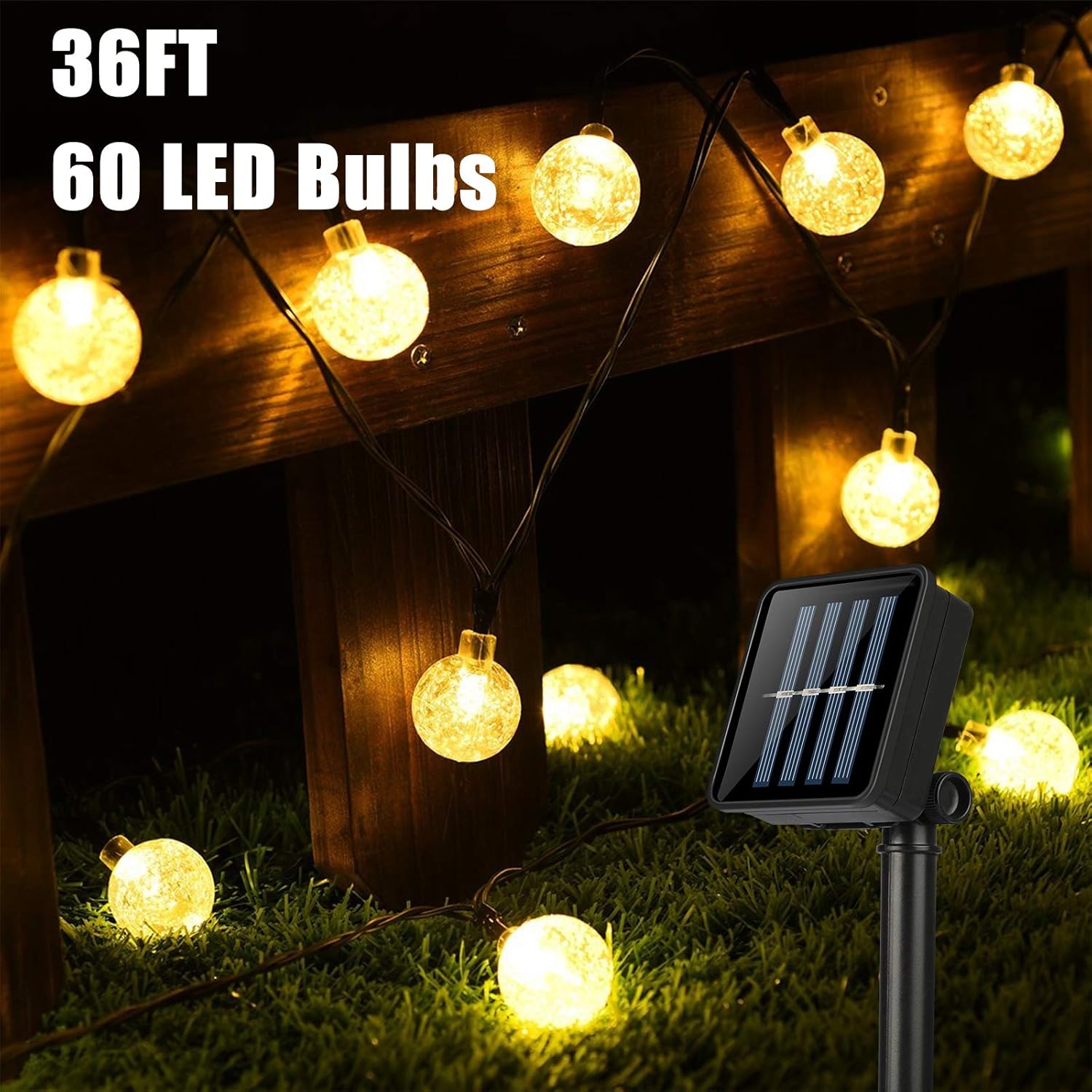EEEKit Solar String Lights Outdoor 60 Led 35.6 FT Crystal