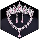 Feltent Tiaras and Crowns Jewelry Set for Women Tiaras Earrings and Necklace for Wedding Rhinestone Crystal Bridal Jewelry Sets for Costume Birthday Party Prom Gifts