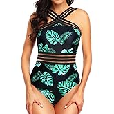 Tempt Me Women Crisscross One Piece Swimsuit Tummy Control Bathing Suit Front Crossover Swimwear