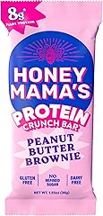 Honey Mama's, Peanut Butter Brownie Protein Crunch Bar, 8g Protein, No Refined Sugar, No Preservatives, Gluten Free, Dairy Fr