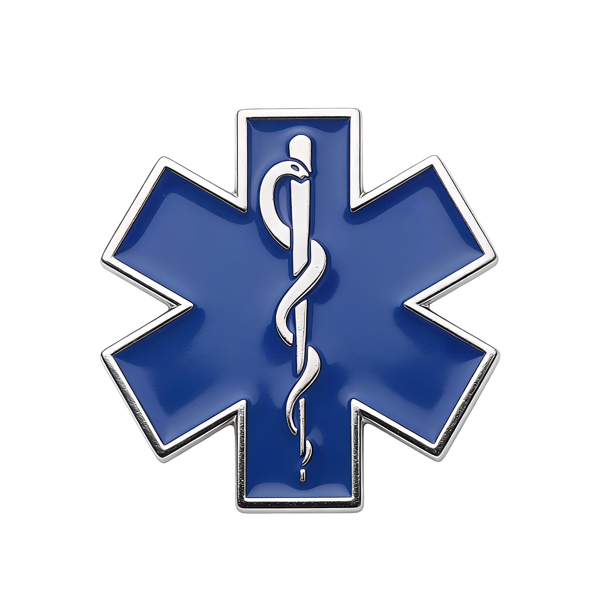 Blue Medical Star of Life Caduceus Pin Badge – NHS Ambulance Paramedic Symbol – Ideal for Student Nurses, Doctors, EMTs – Size: 2.3cm x 2.3cm