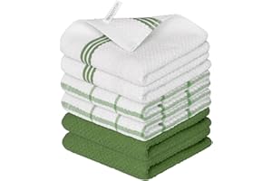 Artoid Mode Ring Spun Cotton Green Dishcloth Kitchen Towels, 12x12 Inch Ultra Soft Absorbent Quick Drying Household Cleaning 