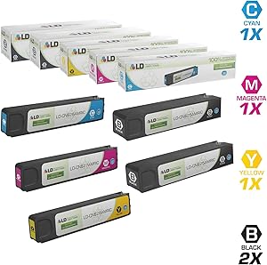 LD Remanufactured Ink Cartridge Replacements for HP 970XL & HP 971XL High Yield (2 Black, 1 Cyan, 1 Magenta, 1 Yellow, 5-Pack)