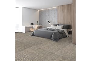Petgrow Commercial Carpet Tiles, 24" x 24" Squares, 18 Tiles, 72 sq ft, Non-Slip Soft Padded Carpet for Office, Bedroom, Livi