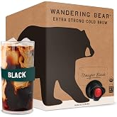 Wandering Bear Straight Black Organic Cold Brew Coffee On Tap - 128 fl oz | Extra strong, bold, smooth, no sugar added, shelf-stable, ready to drink &amp; vegan, 100% organic, 1 gallon iced coffee