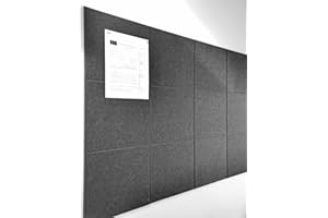 DECORITA Black Cork Board 47"x35" - 12 Pack Felt Wall Tiles with Safe Removable Adhesive Tabs, Large Cork Board 48 x 36 inches Cork Board for Office Large Cork Boards for Walls 72 x 48 - Gray Black