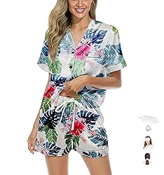 WJing Yi Jia Womens Pajama Sets XS-4XL Silk Satin