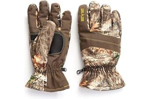 HOT SHOT Men’s Camo Defender Glove, Waterproof Insulated Long-Wear Non-Slip Grip Cold Weather Gloves for Hunting, Fishing