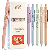 Achievers Inspirational Gel Pens for Women, 6 Pack Pastel 0.5mm Fine Point, Quick Dry Black Ink, Soft Touch, Motivational Quotes – Funny Pens Office School Bulk Supplies, New Job & Promotion Gifts