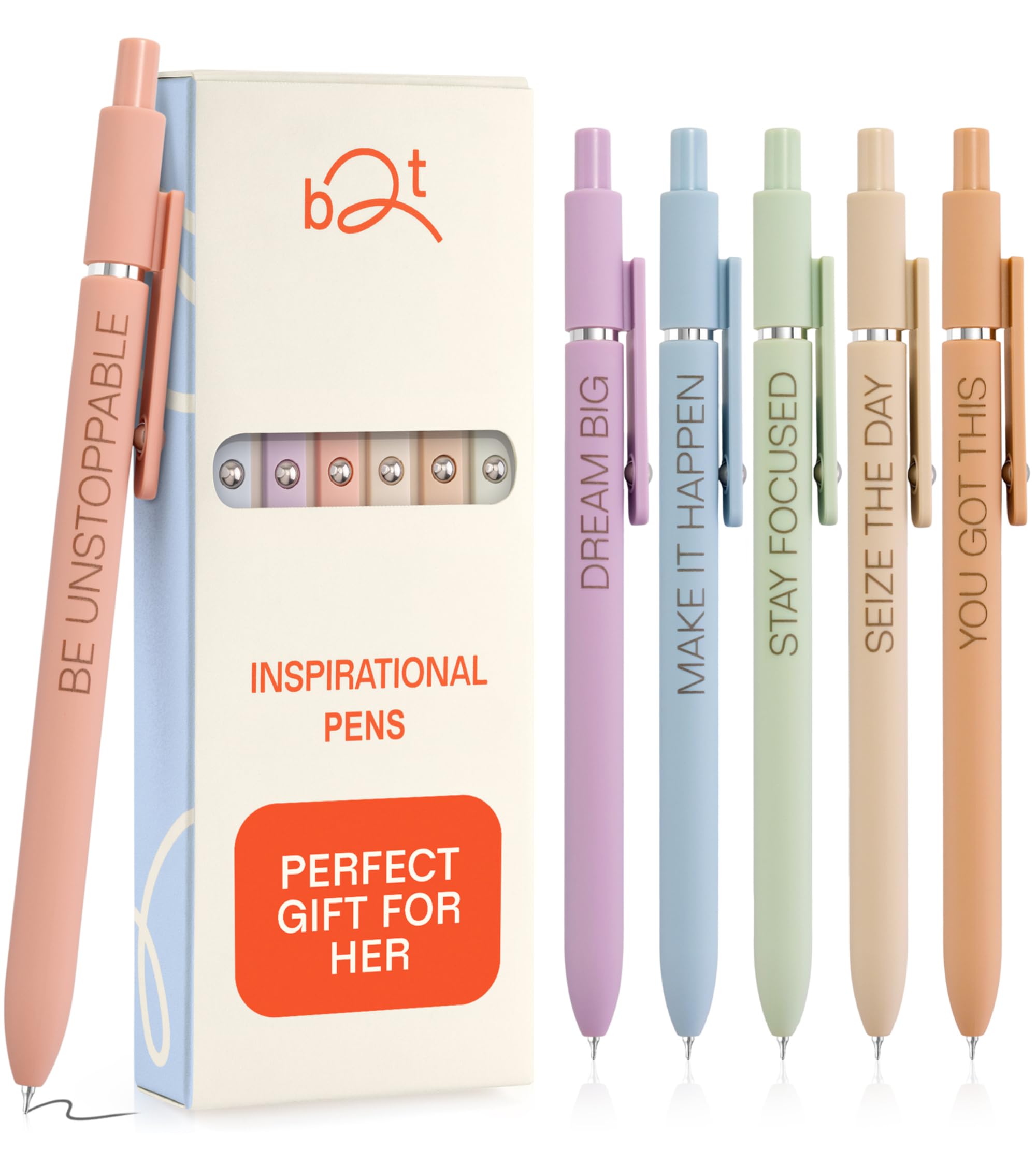 Inspirational Pen Set for Women - Motivational Quotes Office Gift for Her, Congratulations on Promotion, New Job Gifts Lady Boss Business Pens, Adult Graduation Gifts Stylish Sets (Pastel)