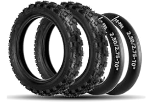 AR-PRO (2 Set) 2.5-10" Off-Road Tire and Inner Tube Set - Dirt Bike Tire with 10-Inch Rim and 2.5/2.75-10 Dirt Bike Inner Tube Heavy Duty Compatible with Honda CRF50/XR50, Suzuki DRZ70/JR50 and Yamaha PW50