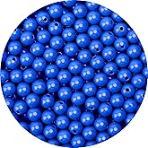 BONNY BOXX 500PCs 8MM Smooth Sapphire Acrylic Round Beads, Plastic Resin Bubblegum Balls Chunky Gumball Beads for Necklace and Bracelet Making, Crafting Supplies