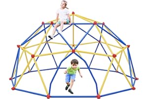 Virubi 10 FT Climbing Dome for Kids 3-10, Outdoor Play Equipment Supporting 1000 lbs, Anti-Rust Jungle Gym, Easy Assembly Geometric Dome Climber Play Center (Blue & Yellow)