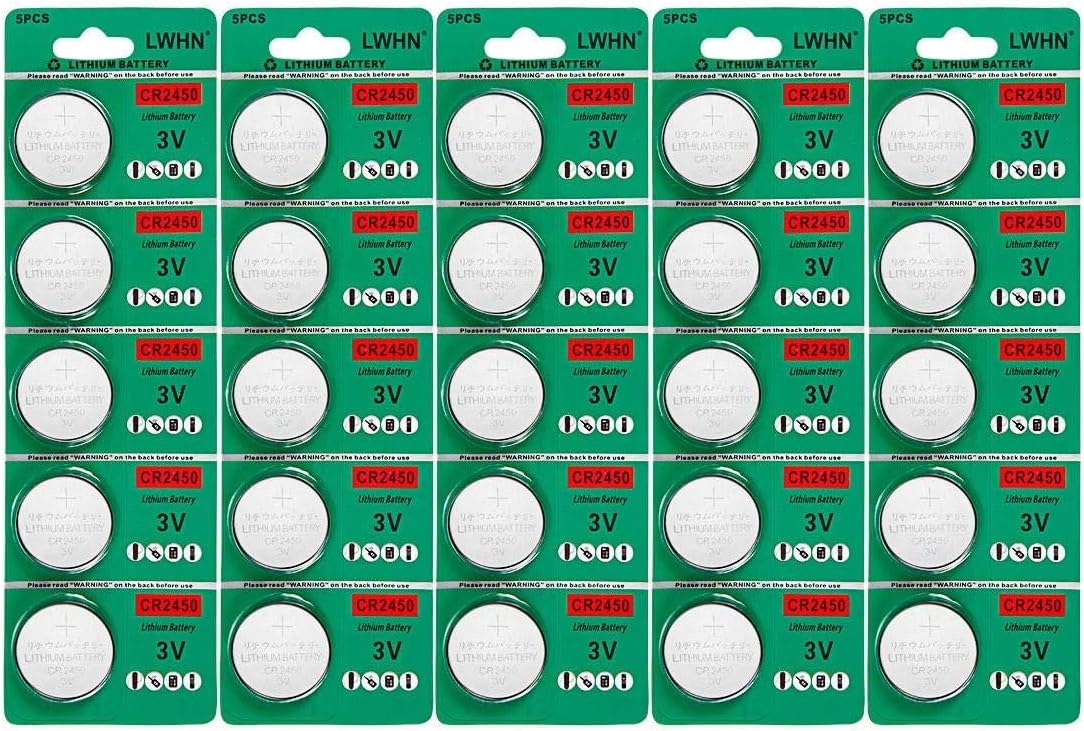 CR2450 3v Lithium Battery CR 2450 Coin Cell Battery With Capacity 650mAh 25 Pack For Led Candles, Silver