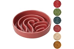 BICOPET Ceramic Slow Feeder Dog Bowls Raised for Small Dogs, Large Breed, Elevated Puzzle Food Bowl with Stand, Slow Eater for Medium Dogs, Porcelain Slow Eating Down Cat Bowl(9-23OZ)